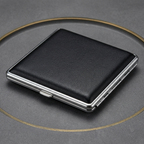 Leather Slim angled side profile and silver-tone frame