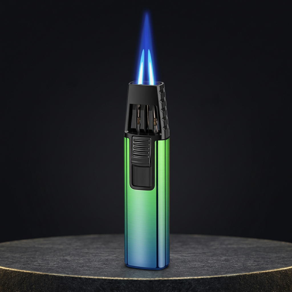 Twin Torch lighter with twin blue flame jets