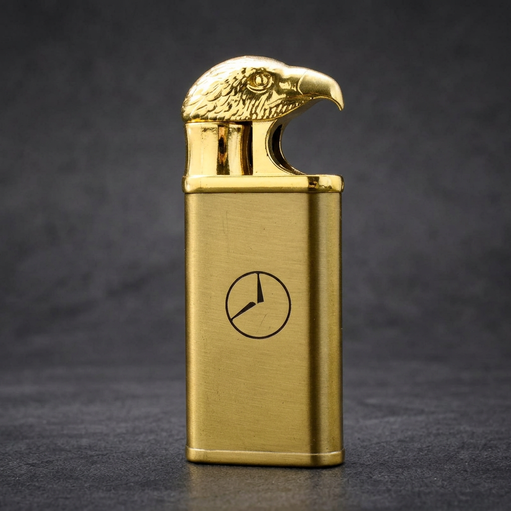Falcon gold-tone eagle-head lighter front view