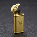 Falcon lighter with eagle-head cap tilted open
