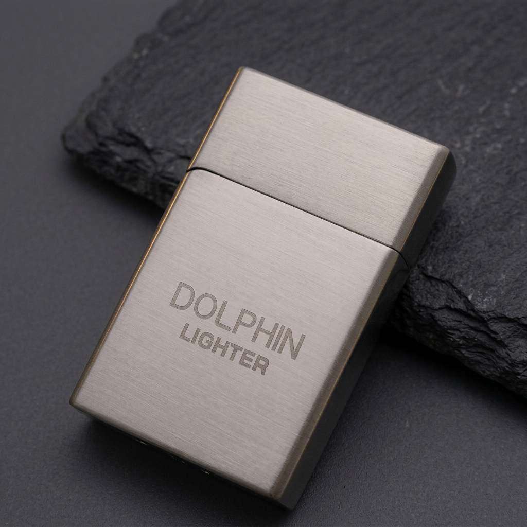 Mini Flip brushed silver-tone finish and engraving detail