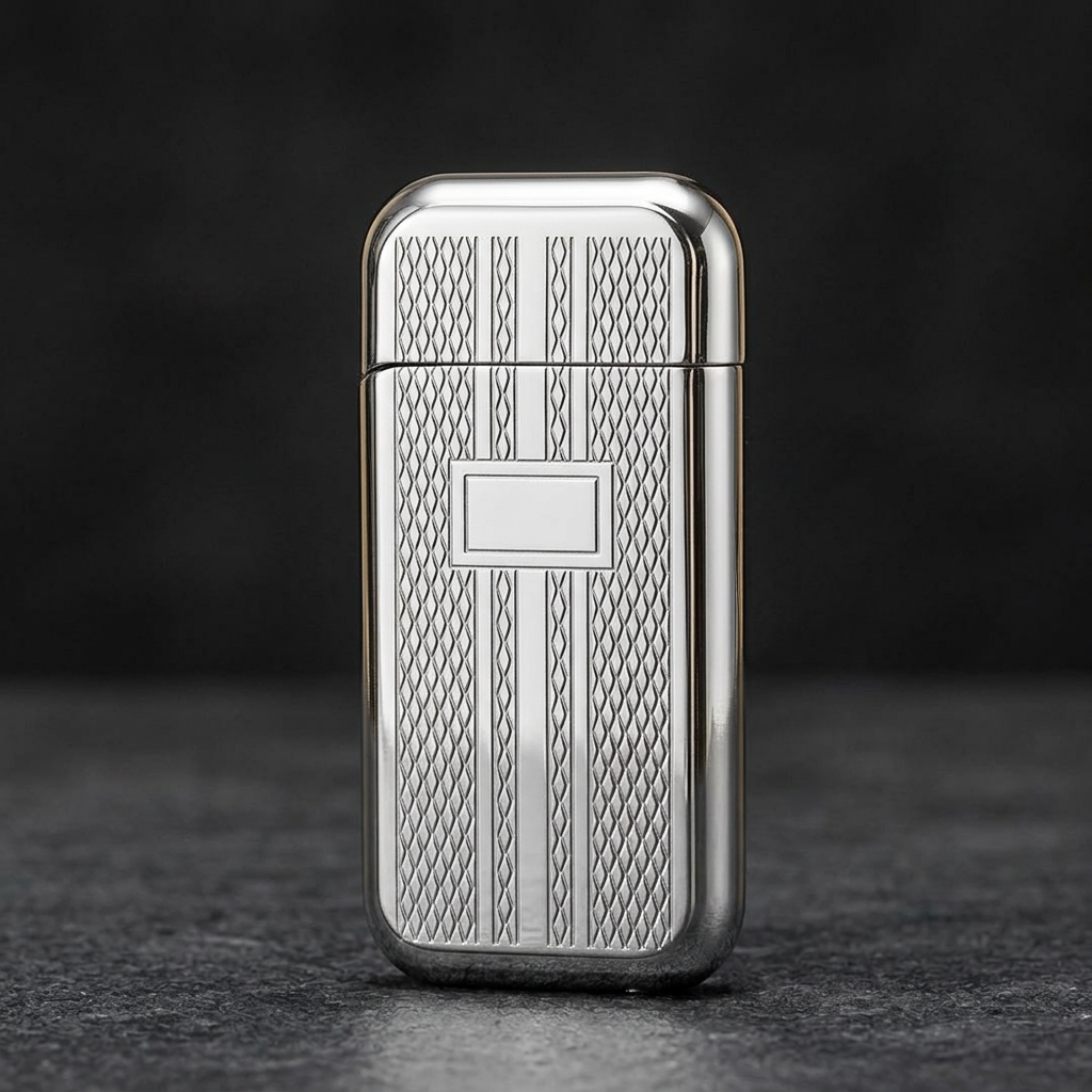 Regent Lighter silver-tone patterned front view