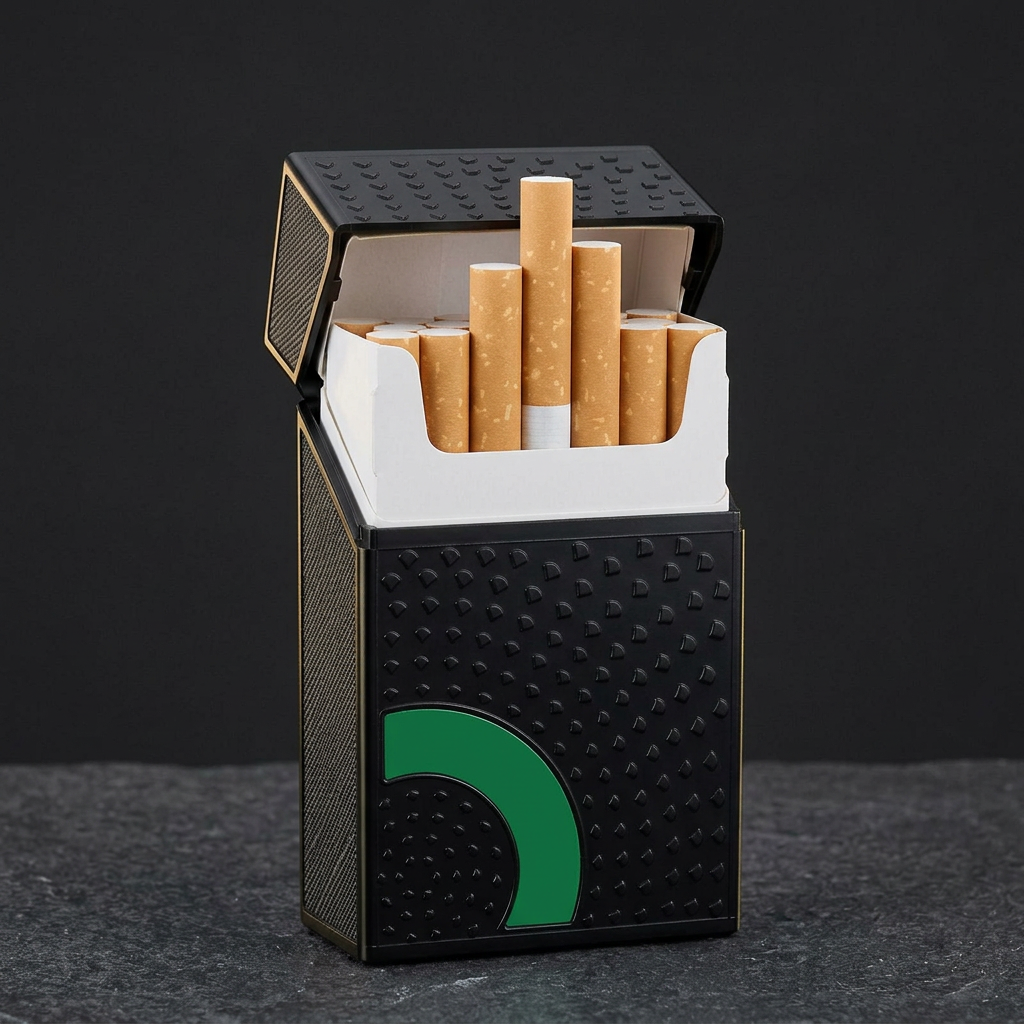 Volt Case open storage compartment; cigarettes shown for illustration only
