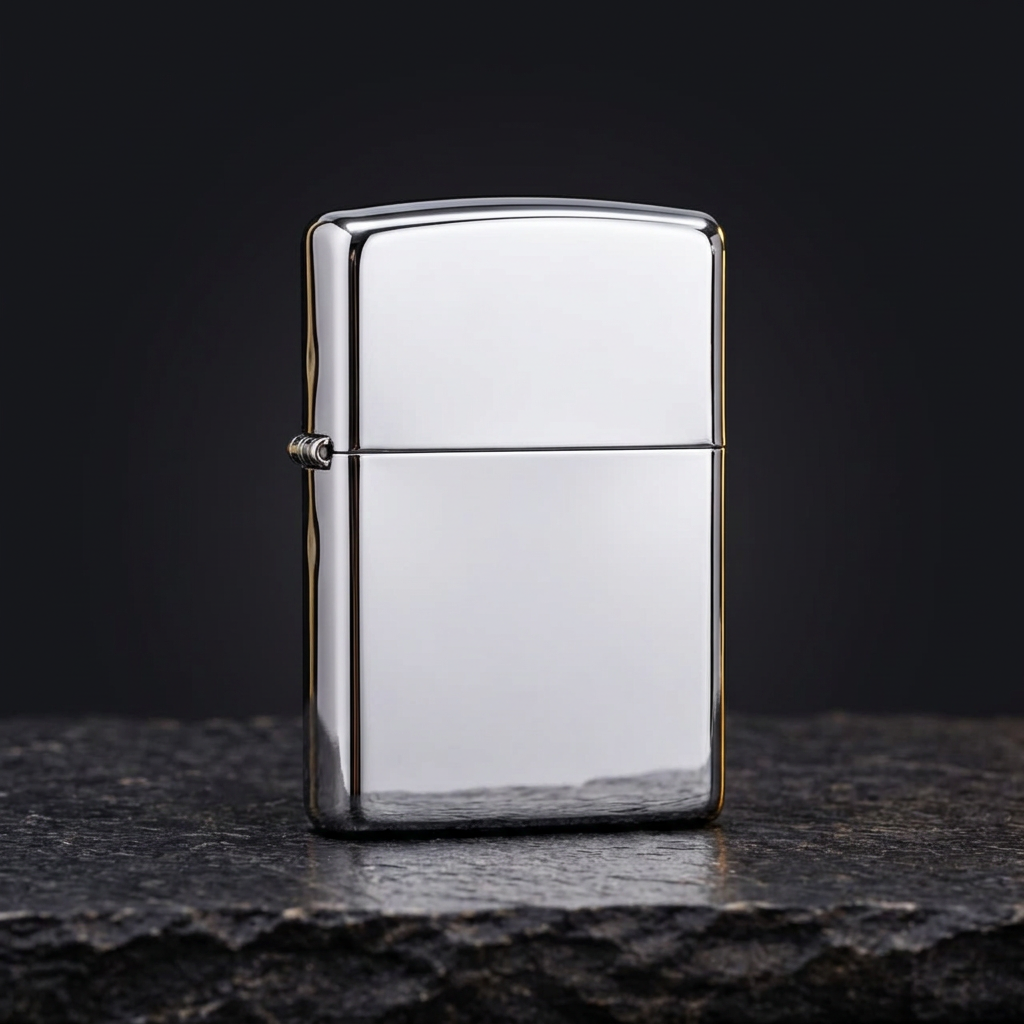 Mirror Flip polished silver-tone front view