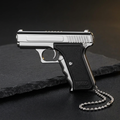 Pistol Torch silver and black novelty lighter front profile
