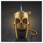 Fang skull lighter with blue torch flame