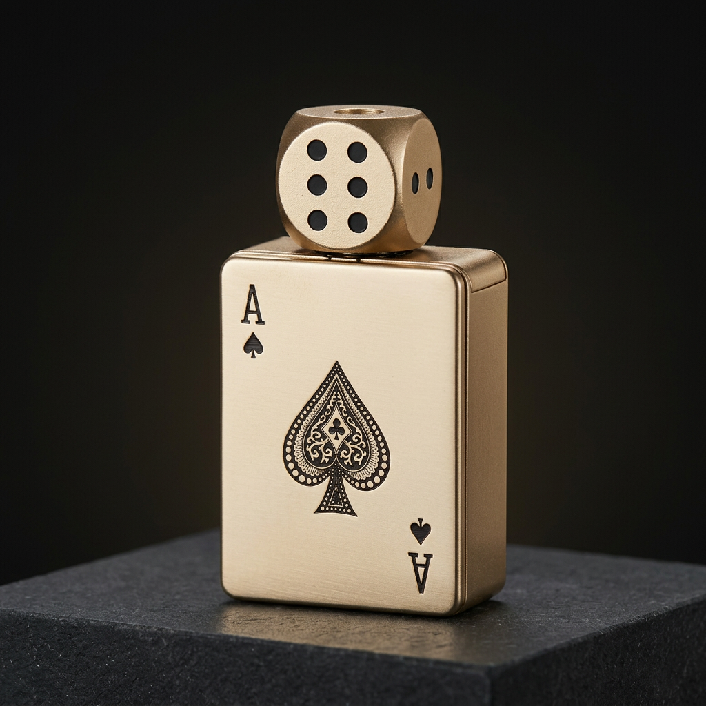 Ace Torch gold-tone Ace of Spades lighter front view