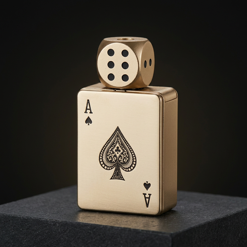 Ace Torch gold-tone Ace of Spades lighter front view