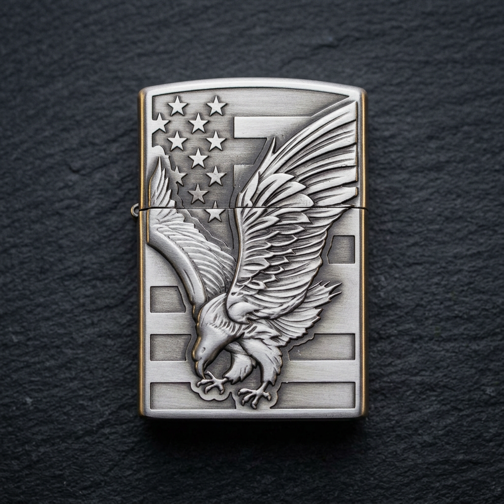 Soar silver-tone eagle lighter front view