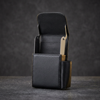 Leather Carry Case open flap and pocket view
