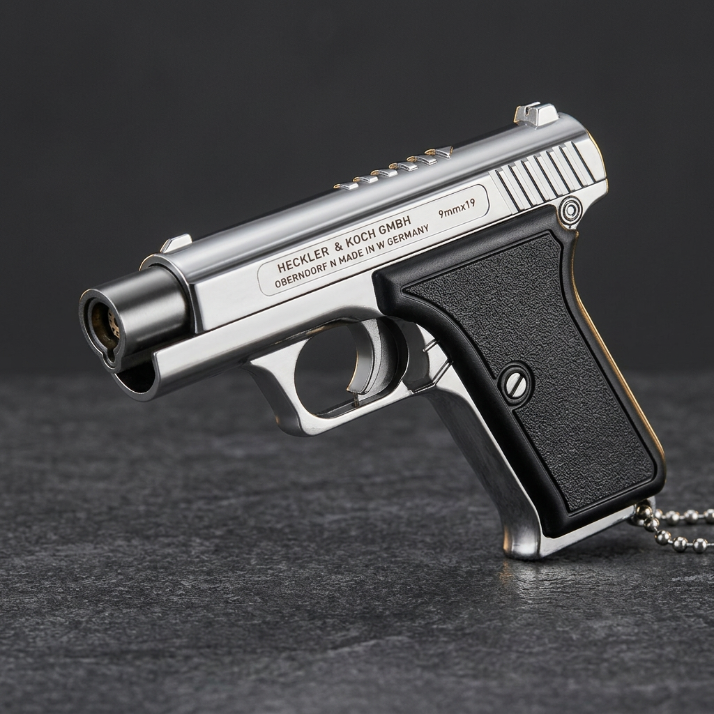 Pistol Torch textured black grip and silver finish detail