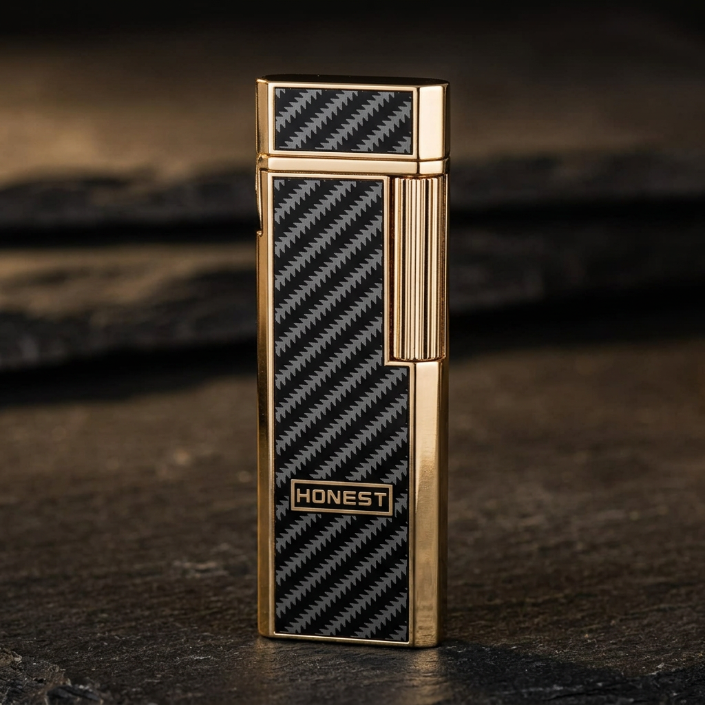 Regal lighter black diagonal pattern with gold-tone trim, front view
