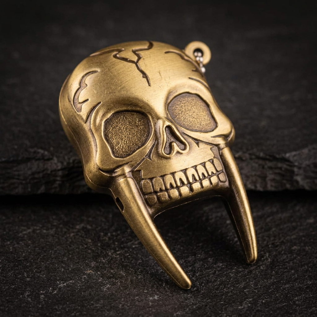 Fang skull lighter engraved face detail