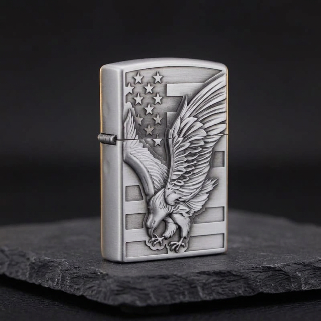 Soar eagle lighter side view