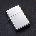 Mirror Flip reflective silver-tone finish detail