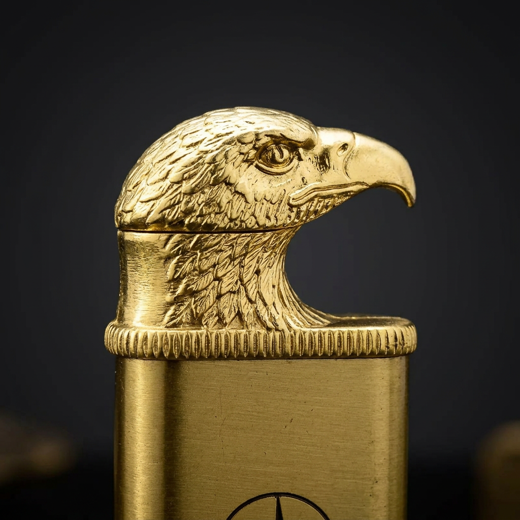 Falcon lighter eagle-head feather and beak detail